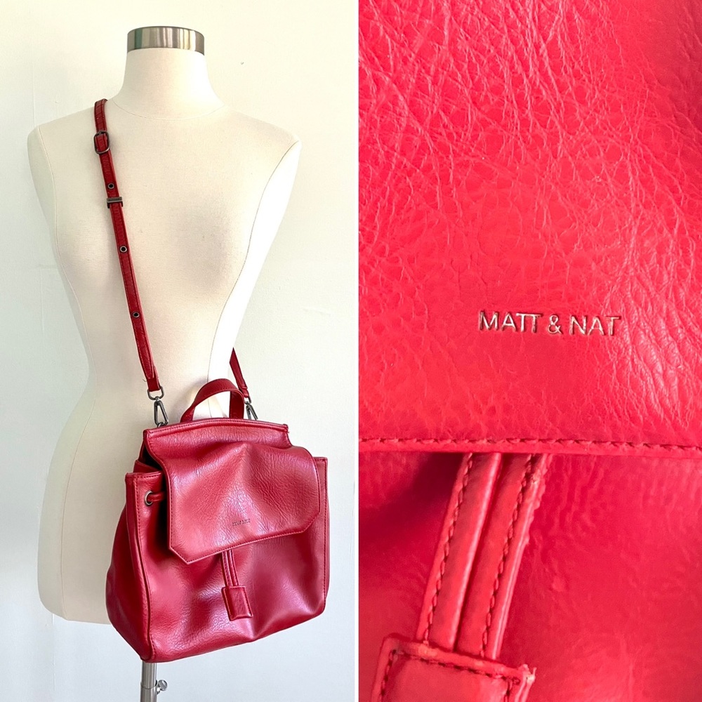 Matt & Nat red Mulan drawstring crossbody vegan bag purse cruelty free